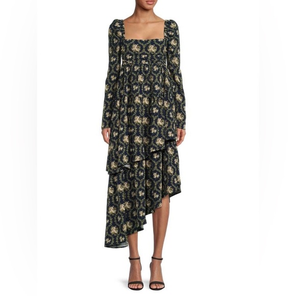 We Wore What Floral Asymmetrical Tiered Maxi Dress 14 - Picture 1 of 6
